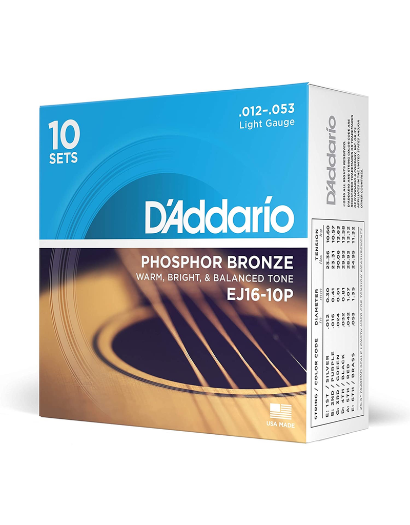 Daddario 10-Sets EJ16 Acoustic 12-53 Light
