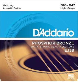 D'addario 12-String EJ38 Acoustic 10-17  Light