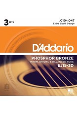 D'addario 3-Sets EJ15 Acoustic 10-47 Extra Light