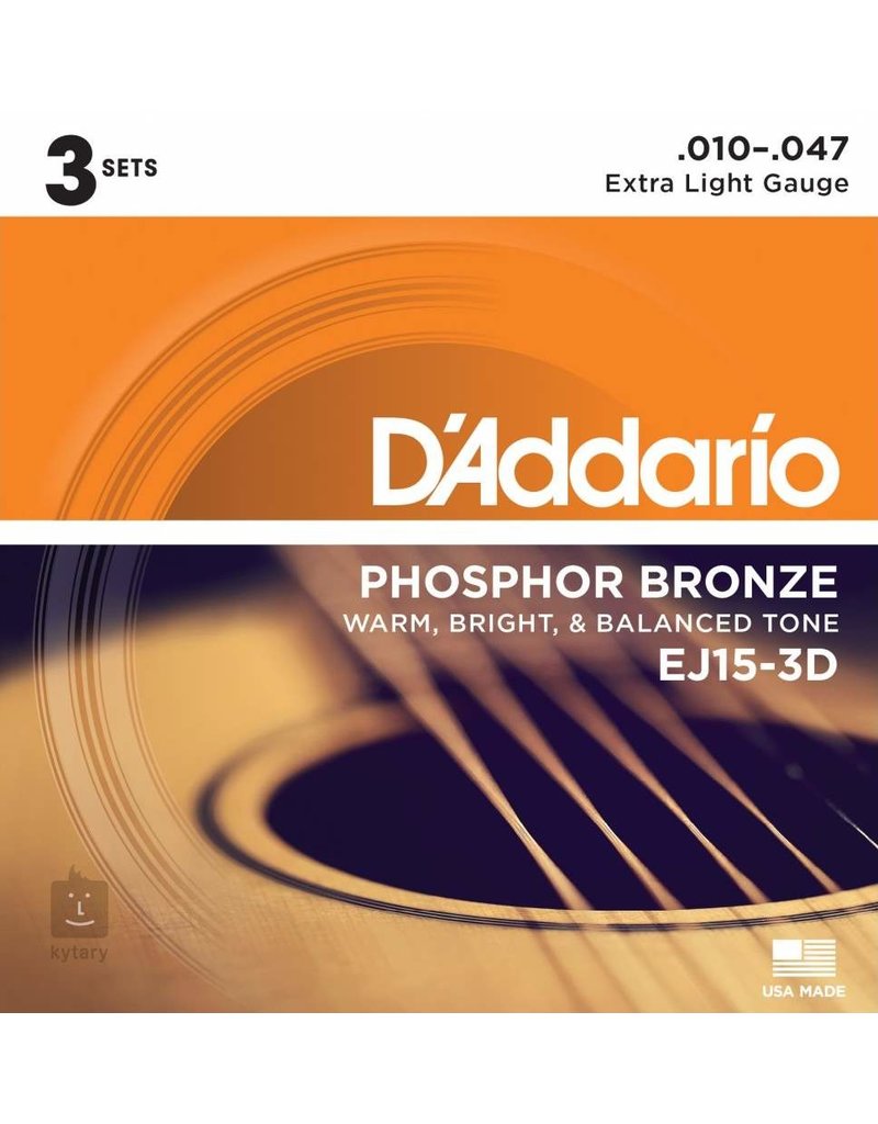 D'addario 3-Sets EJ15 Acoustic 10-47 Extra Light