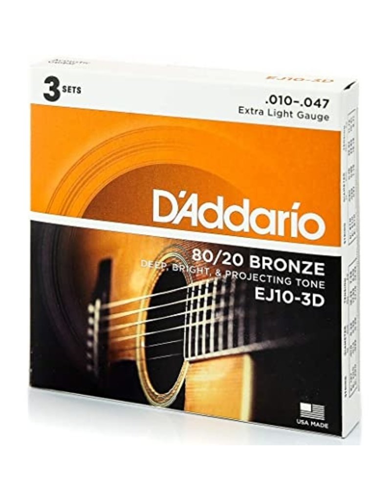 D'addario 3-Sets EJ15 Acoustic 10-47 Extra Light