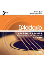 D'addario 3-Sets EJ15 Acoustic 10-47 Extra Light