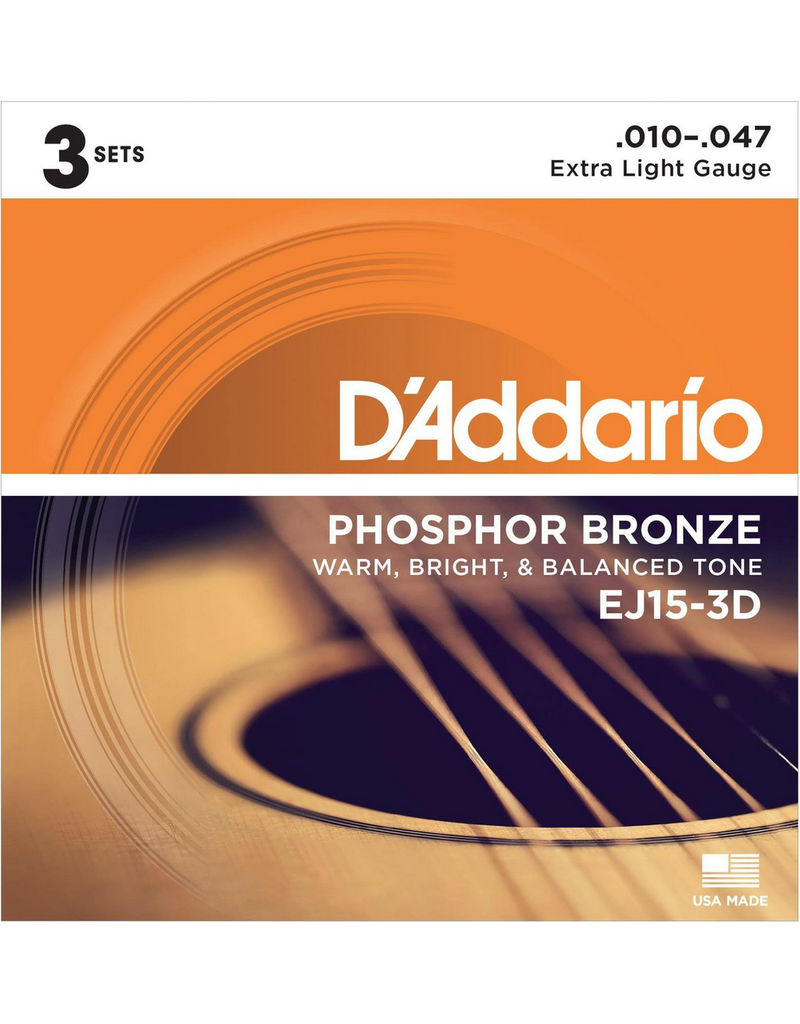 D'addario 3-Sets EJ15 Acoustic 10-47 Extra Light