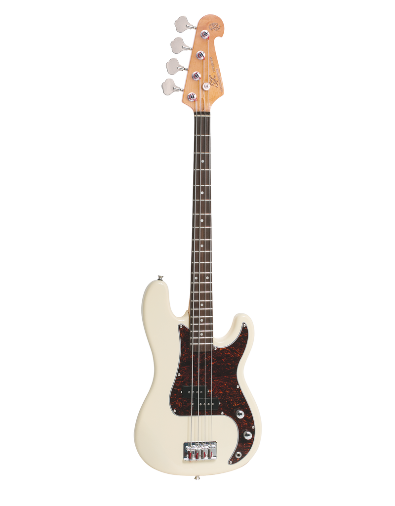 SX 3/4 Short Scale Bass P-Style with Gig Bag - White