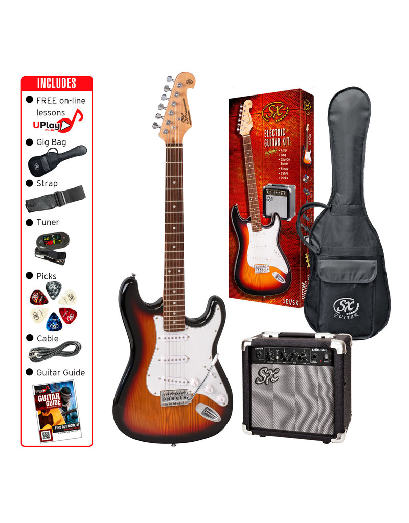 SX 4/4 Essex Guitar Package - Sunburst + SX10 amp