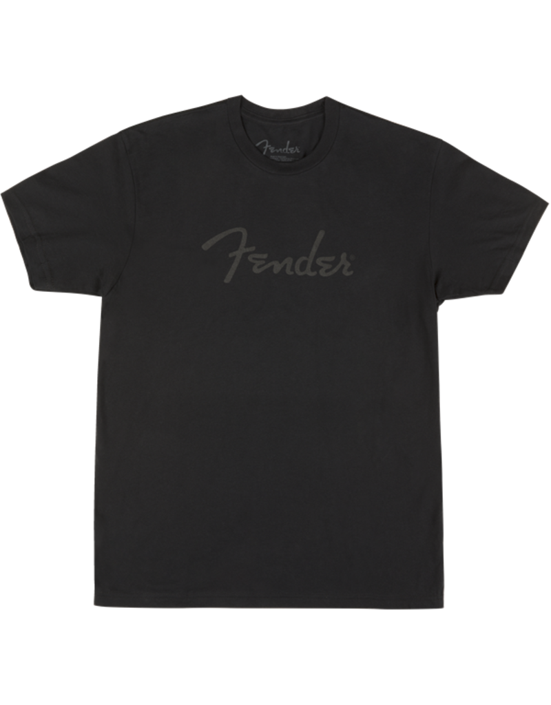 Fender Tshirt Fender Spaghetti Logo, Black on Black, L