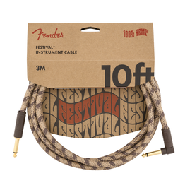 Fender 10ft Angled Cable Hemp Brown Stripe