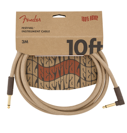 Fender 10ft Angled Cable, Pure Hemp Natural