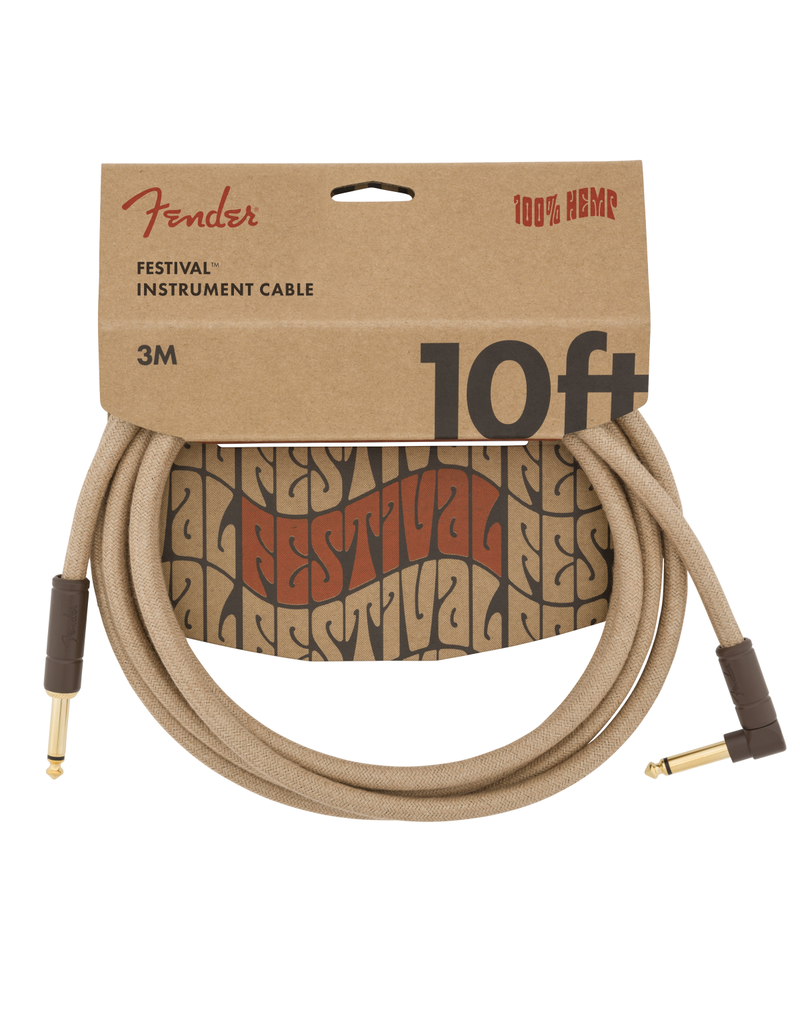 Fender 10ft Angled Cable, Pure Hemp Natural