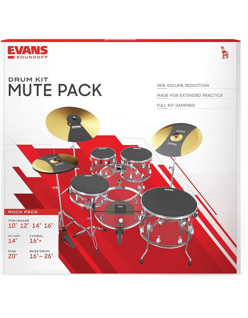 Evans Drum mute pack rock sizes 10 12 16 + 18-26 Kick