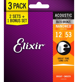 Elixir Nanoweb 80/20 12-53 3 Pack Light