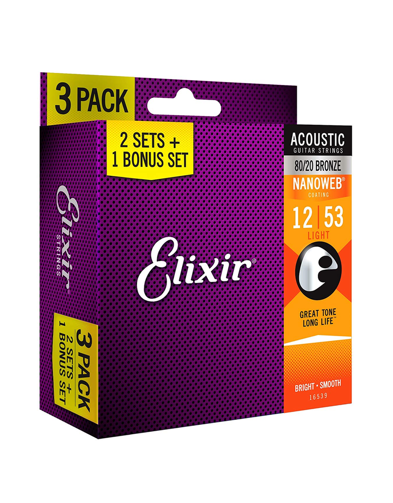 Elixir Nanoweb 80/20 12-53 3 Pack Light