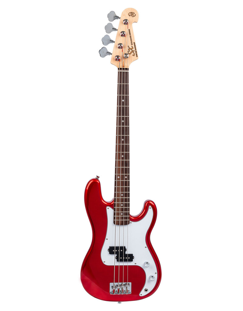 SX 3/4 size short scale bass and 10 watt amp package - Candy Apple Red