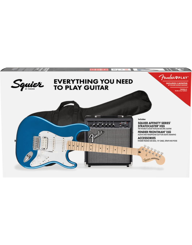Squier Affinity Series™ Stratocaster® HSS Pack, Maple Fingerboard, Lake Placid Blue, Gig Bag, 15G