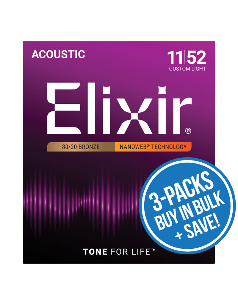 Elixir Nanoweb 80/20 11-52 3 Pack Custom Light