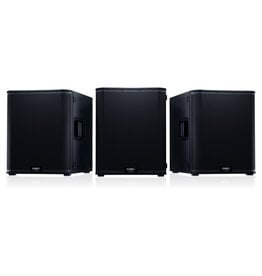 QSC KS118 3600W active, Ultra-Compact subwoofer; 18-inch woofer; 4 x swivel caster