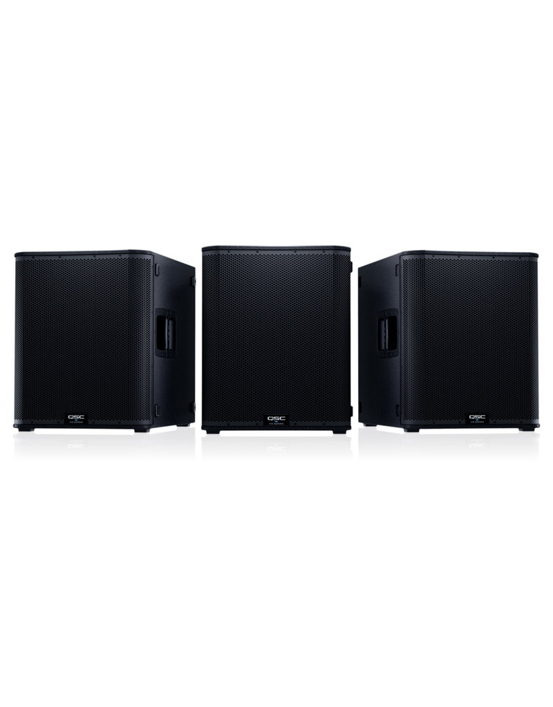 QSC KS118 3600W active, Ultra-Compact subwoofer; 18-inch woofer; 4 x swivel caster