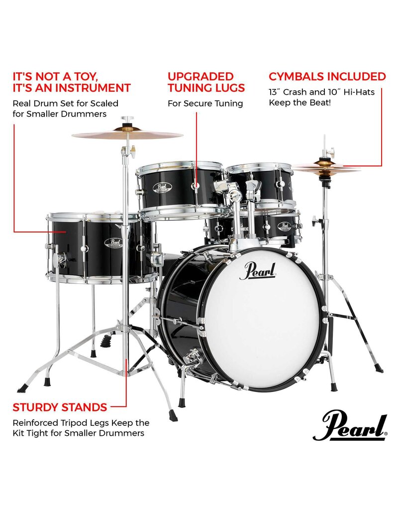 Pearl Roadshow Junior Pink Metallic 5pc with Harware and Cymbals - 16 Bass, 8-10-13, 12 Snare