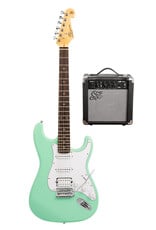 SX HSS 4/4 Guitar Pack - Surf Green + SX10 amp