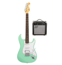 SX HSS 4/4 Guitar Pack - Surf Green + SX10 amp