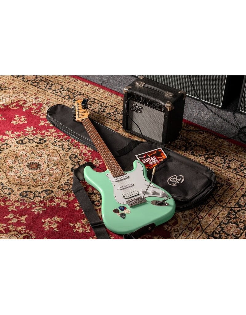 SX HSS 4/4 Guitar Pack - Surf Green + SX10 amp