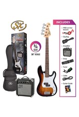 SX 3/4 size short scale bass and 10 watt amp package - Sunburst