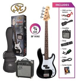 SX 3/4 size short scale bass and 10 watt amp package - Black