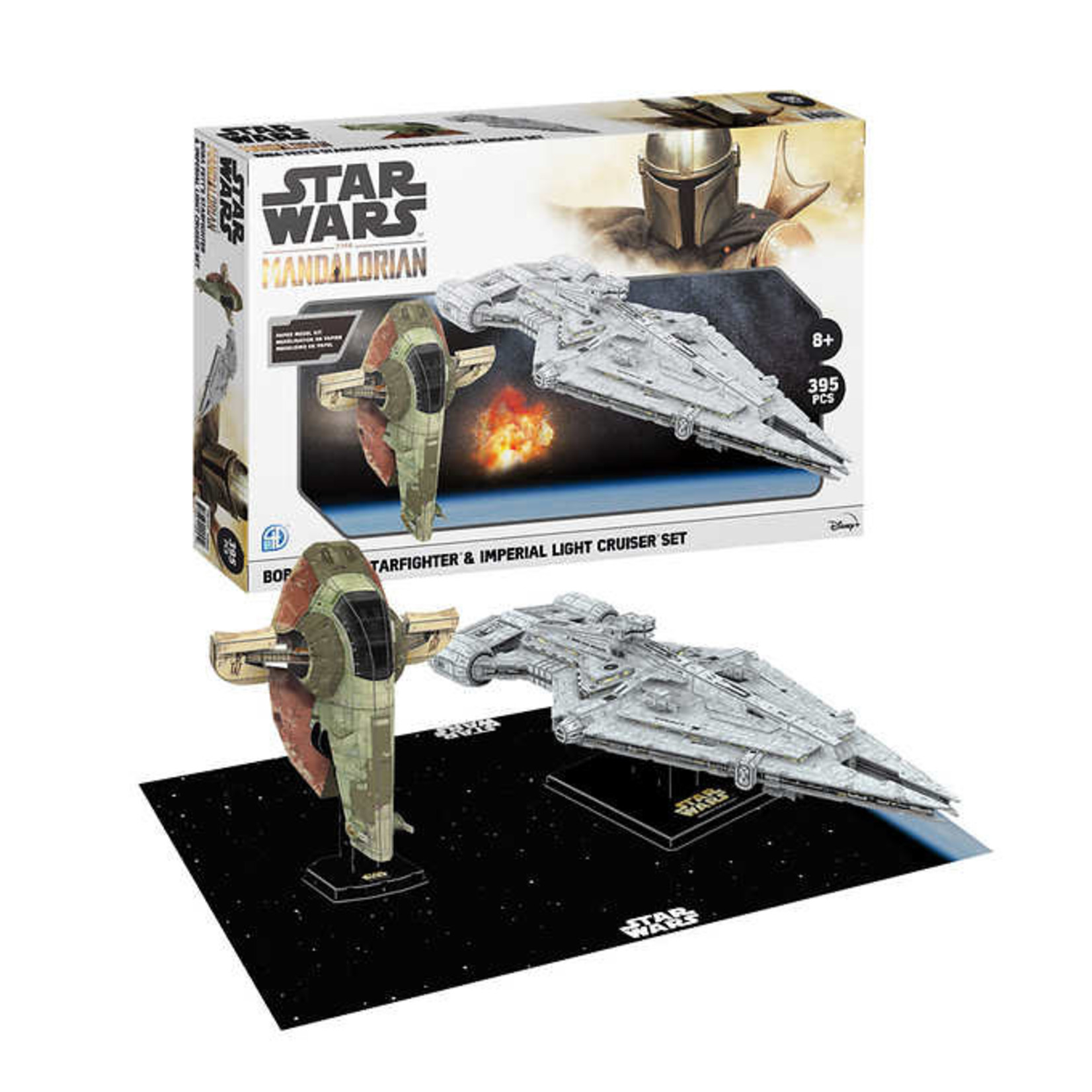 4D brand Star Wars The Mandalorian Paper Model Kit Boba Fett's starfighter & Imperial light cruiser set