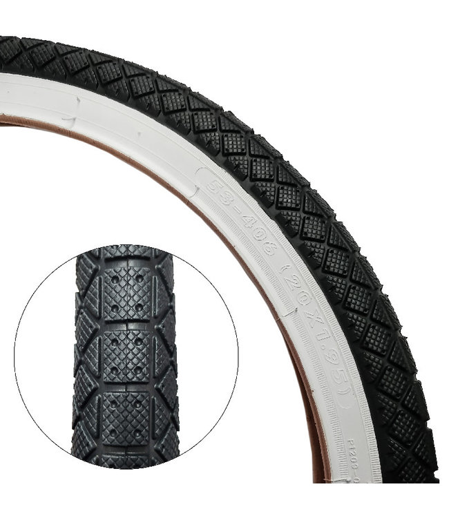 DAMCO DAMCO TIRE (BMX) 20 X 1.95 (BLACK / WHITE WALL)