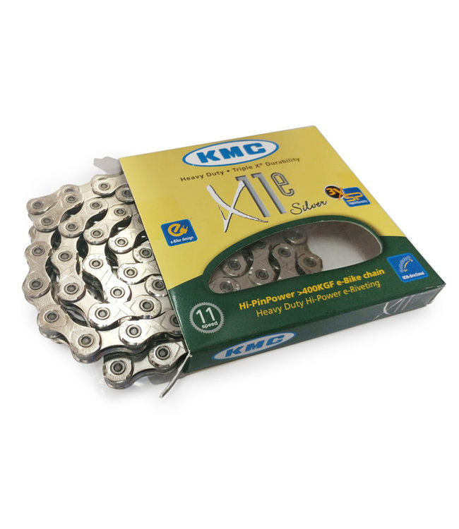 KMC KMC X11E (SILVER) 11 SPEED CHAIN  (Heavy-Duty)  (Compatibility-Campagnolo-Shimano-Sram-Bosch-E-Bike-Systems)