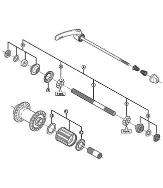 SHIMANO SHIMANO  105 FH-5700 (REAR) EXPLODED VIEWS OF ROAD HUB