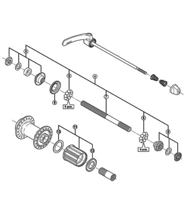 SHIMANO SHIMANO  105 FH-5700 (REAR) EXPLODED VIEWS OF ROAD HUB