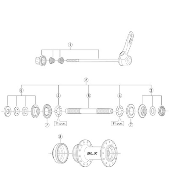 SHIMANO SHIMANO  SLX HB-M665 (FRONT) EXPLODED VIEWS FOR MTB HUB