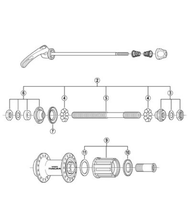 SHIMANO SHIMANO  TIAGRA FH-4500 (REAR) EXPLODED VIEWS OF ROAD HUB