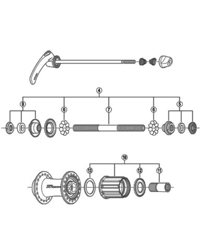 SHIMANO SHIMANO  ULTEGRA FH-6700 (REAR) EXPLODED VIEWS OF ROAD HUB