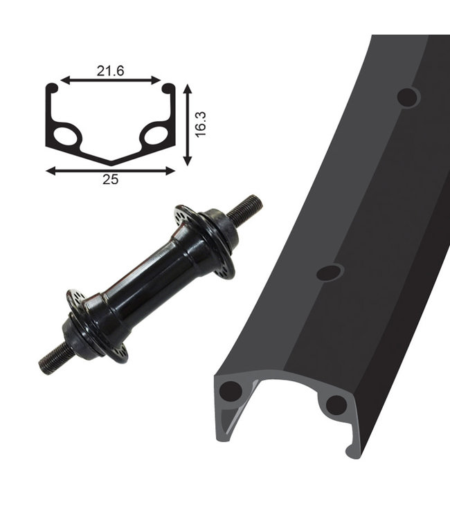 DAMCO DAMCO 24" X 1.75 ALLOY ALL BLACK (SINGLE WALL)24" WHEELS