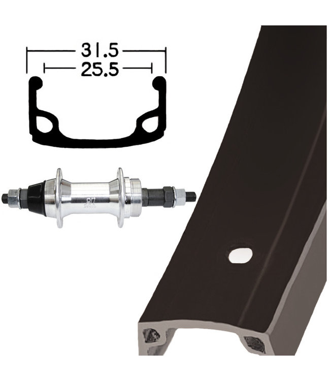 DAMCO DAMCO 26" ALLOY BLACK CLC (SINGLE WALL)26" WHEELS