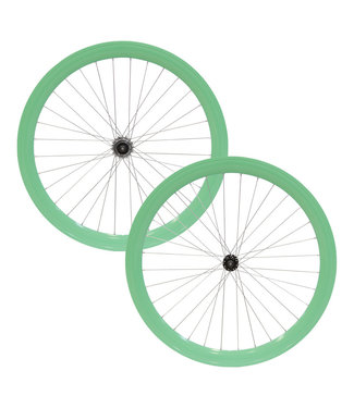 DAMCO DAMCO 700C SINGLE SPEED GREEN BIANCHI 50MMTRACK (FIXIES) WHEELS