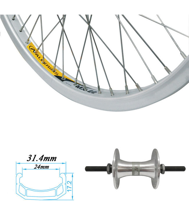 ALEXRIMS ALEXRIMS 20" MX-22 SILVER (3/8" AXLE)BMX WHEELS
