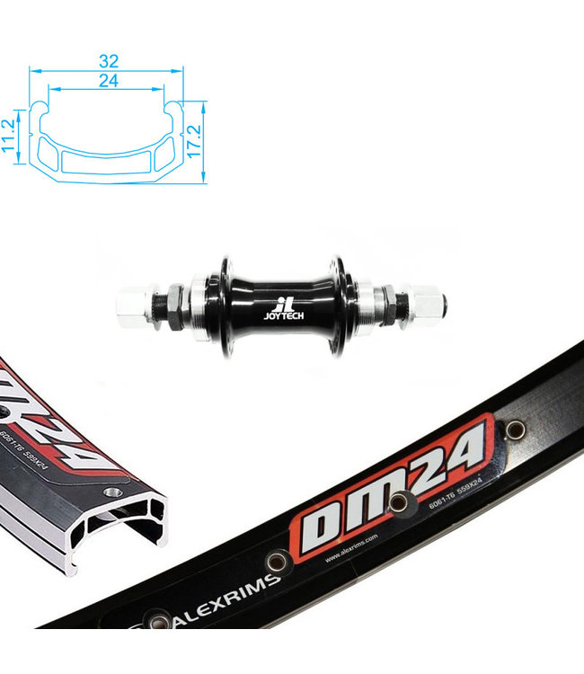 ALEXRIMS ALEXRIMS 20" DM-24 BLACK (14MM AXLE)BMX WHEELS