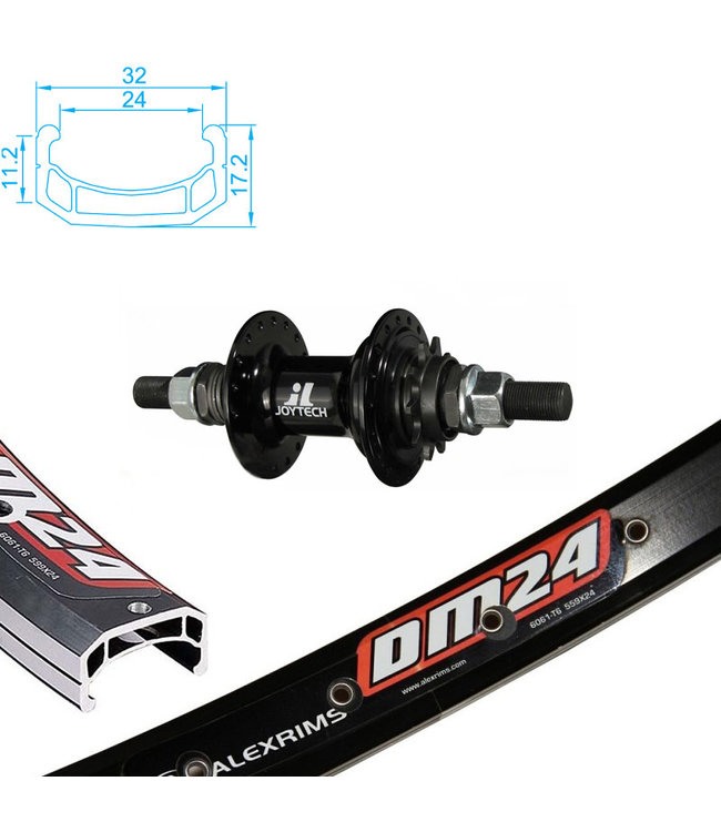 ALEXRIMS ALEXRIMS 20" DM-24 BLACK (14MM AXLE)BMX WHEELS