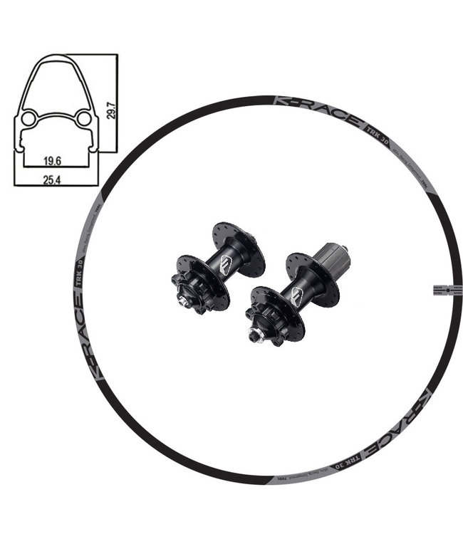 K-RACE KRACEKR 700C TRK 30 DISC BLACK (WHEEL SET)700C ROAD WHEELS, DISC BRAKE