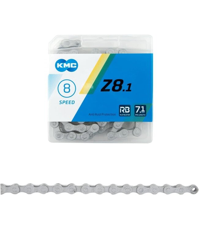 KMC KMC Z8.1 (GREY/RB) 8 SPEED CHAIN (Shimano, SRAM) (RustBuster|Extra-Rust-Protection)