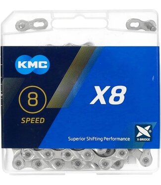 KMC KMC X8 (SILVER) 6/7/8 SPEED CHAIN (Shimano, SRAM) (Nickel-Plated|Extra-Rust-Protection))