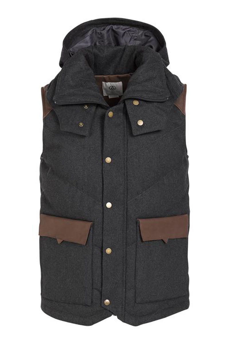 ダウンジャケットALPS \u0026 METERS ALPINE HOODED VEST IN NAVY