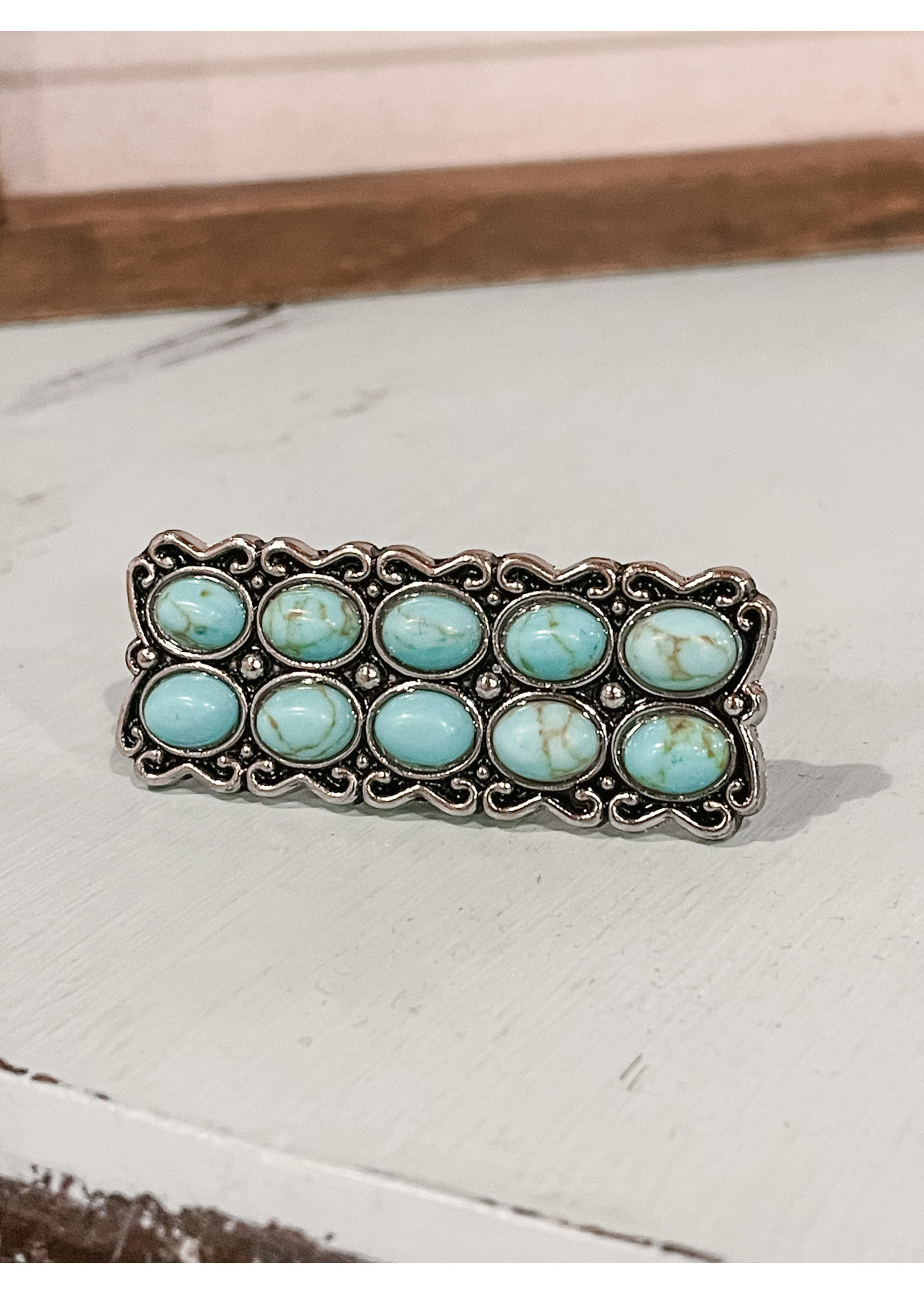 Turquoise Bar Slide Copper Saddle Western Wear