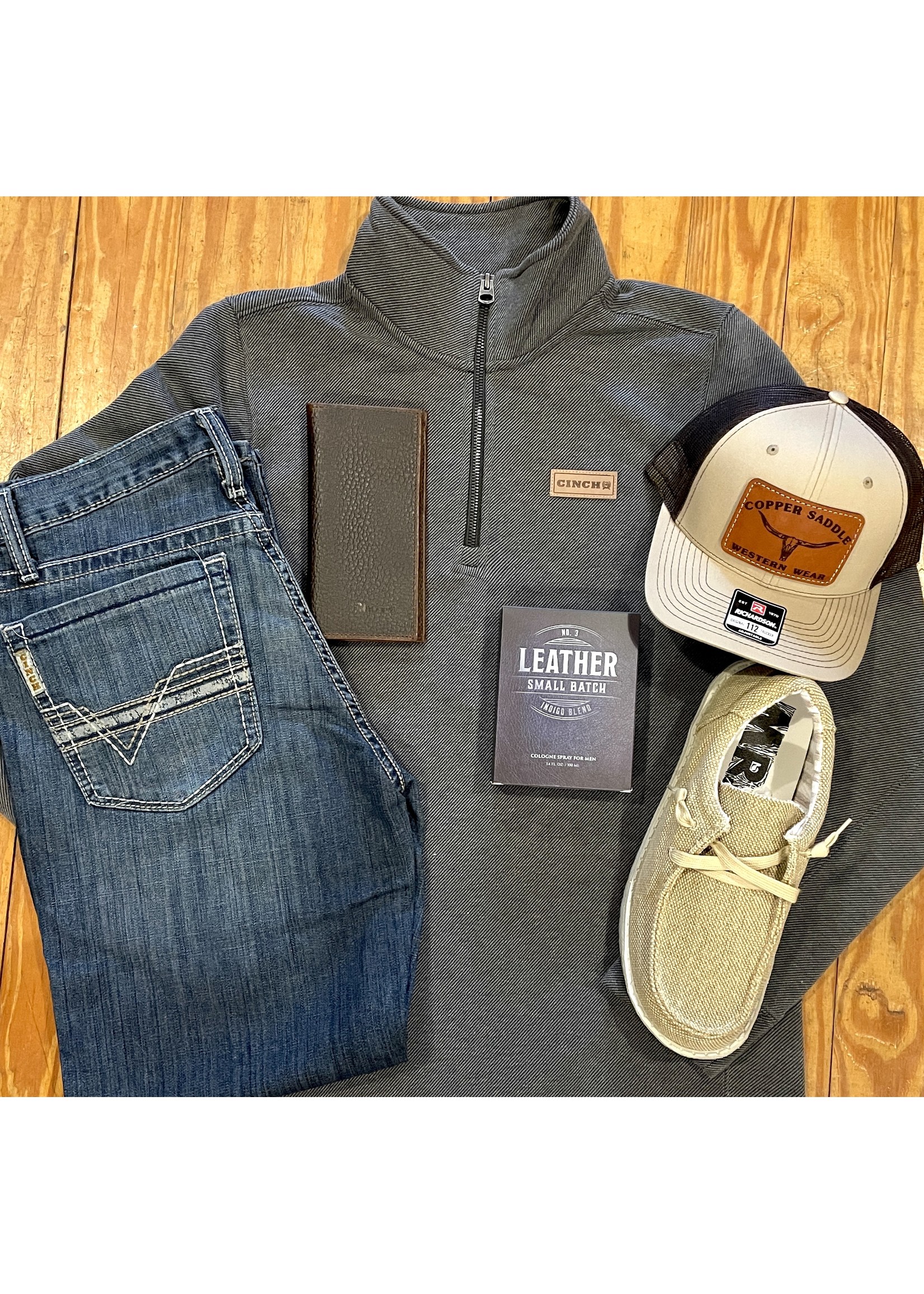 Cinch Charcoal 1/4 Zip Pullover Copper Saddle Western Wear