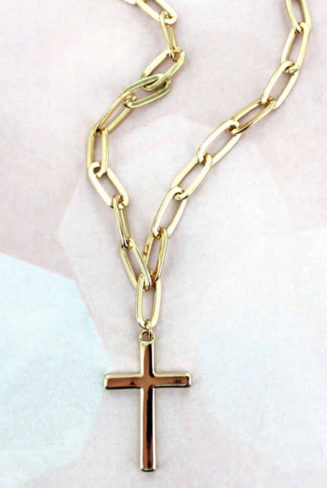 Gold Chain & Cross Necklace Copper Saddle Western Wear