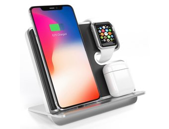iComboStand Pro 4-in-1 Ultimate Wireless Charging Station - Silver
