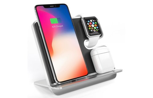 iComboStand Pro 4-in-1 Ultimate Wireless Charging Station - Silver